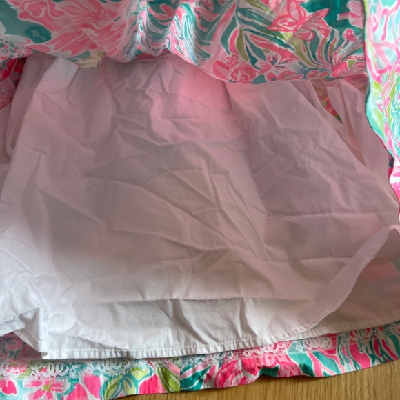 Girls Lilly Pulitzer Sleeveless Pink & Green Floral Babydoll Mini Dress size 12 - Picture 9 of 9